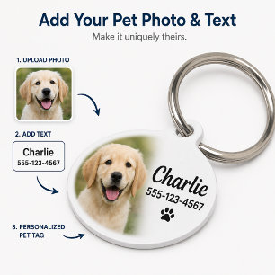 Médaillon Pour Animaux Personnaliser Ajouter Nom Photo Œuvre d'art Chien