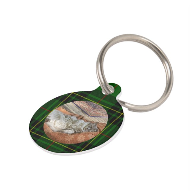 Médaillon Pour Animaux Personnaliser Forbes Tartan Green Chat (Côté )