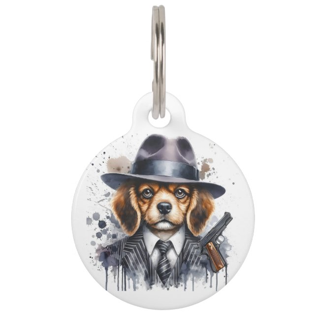 Médaillon Pour Animaux Personnaliser Gangster Costume de chien Cravate Sp (Devant)