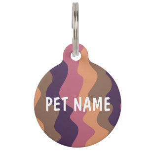 Médaillon Pour Animaux PERSONNALISER IT Rose Retro Curvy Stripes Colorful