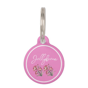 Médaillon Pour Animaux Personnaliser le nom rose