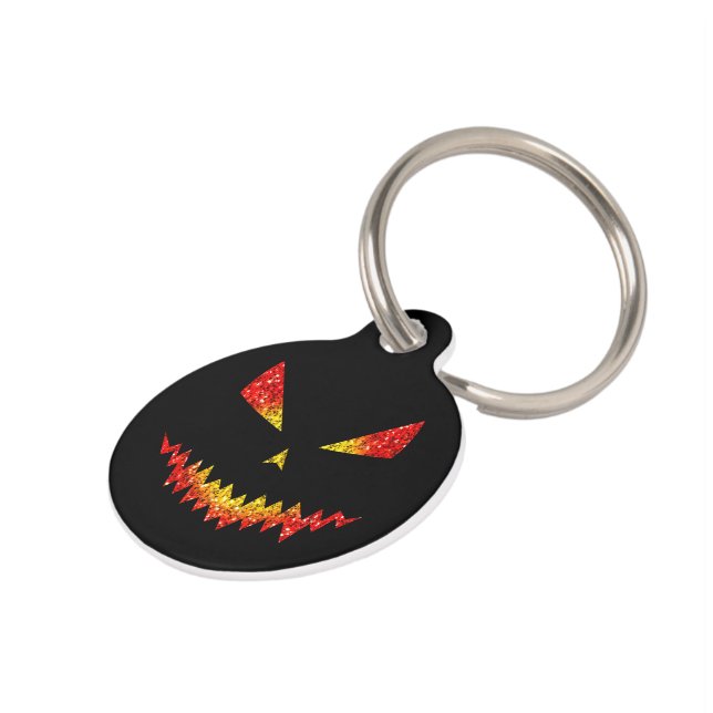 Médaillon Pour Animaux Personnaliser Sparkly Jack O'Lantern face Hallowee (Côté )