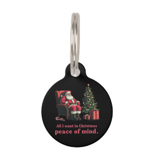 Médaillon Pour Animaux Personnaliser Tout ce que je veux pour Noël Paix d