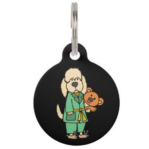 Médaillon Pour Animaux Petit chien de Labradoodle avec un dessin d'ours e