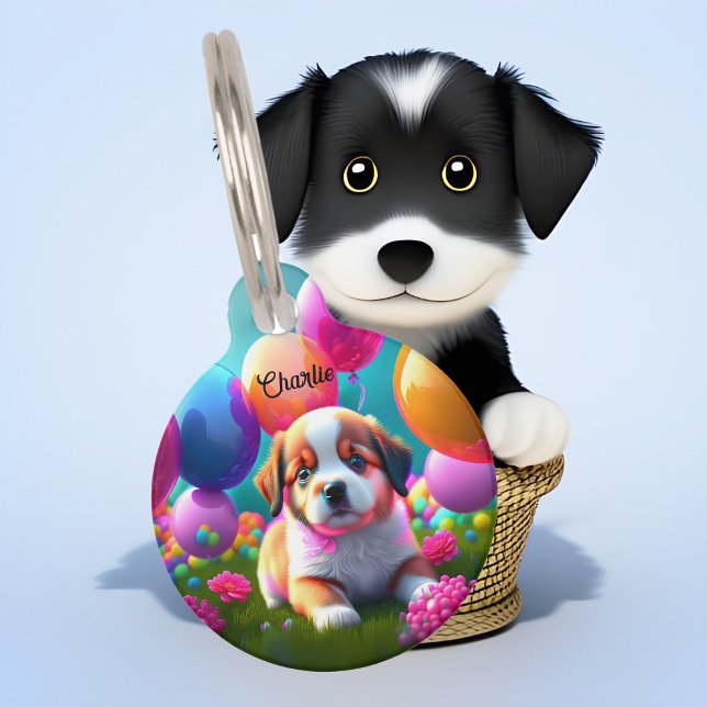 Médaillon Pour Animaux Petit chiot avec ballons - doux (Créateur téléchargé)