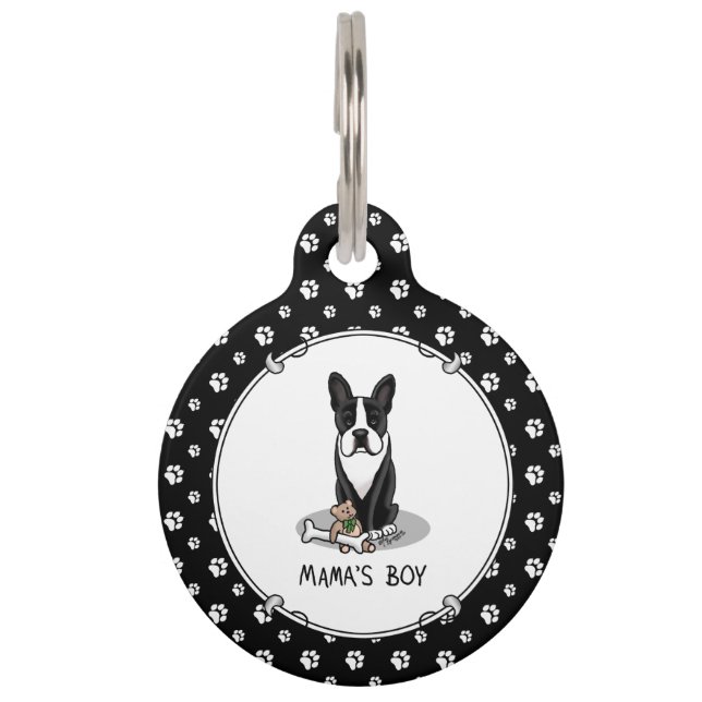 Médaillon Pour Animaux Petit Mama's Boy Boston Terrier (noir) (Devant)