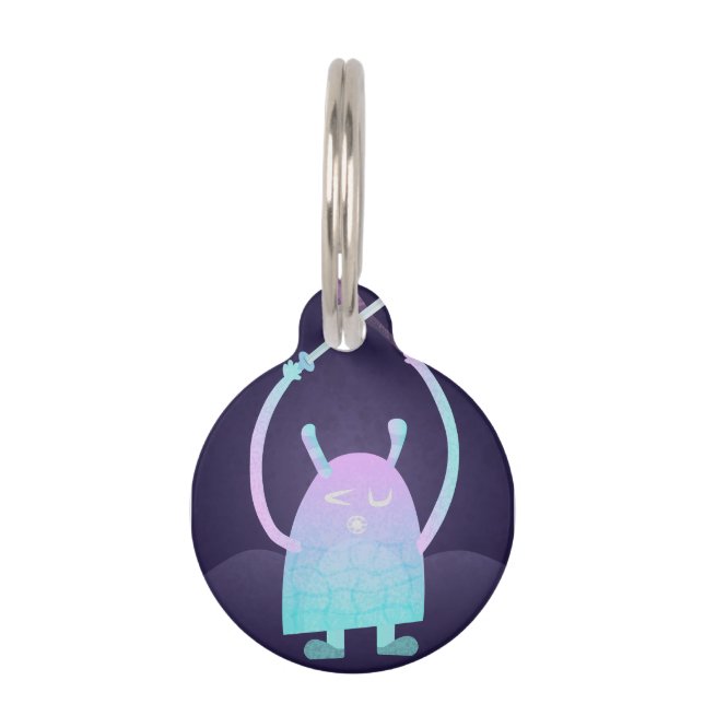 Médaillon Pour Animaux Petit Monstre Bleu Mignon (Devant)