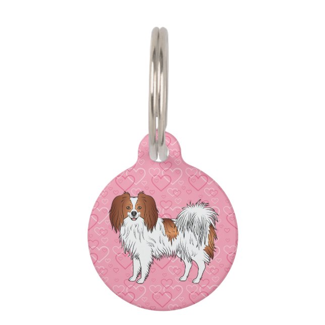 Médaillon Pour Animaux Phalène de bande dessinée rouge et blanc sur des c (Devant)