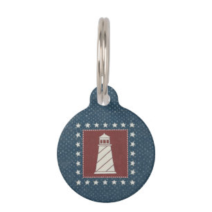 Médaillon Pour Animaux Phare côtier de l'art sur le rouge