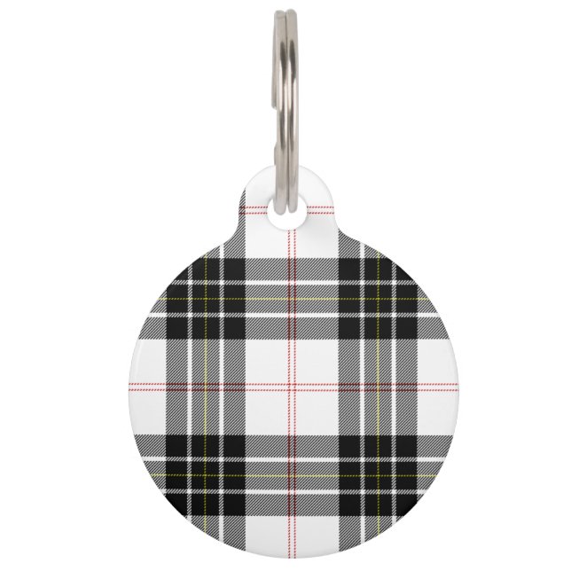 Médaillon Pour Animaux Pherson tartan noir blanc plaid (Devant)