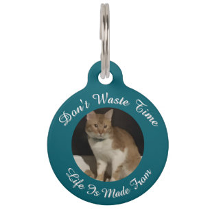 Médaillon Pour Animaux Photo de chat, Nom, Texte, Avant et arrière interc