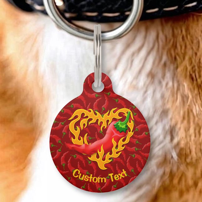 Médaillon Pour Animaux Piment avec cœur de flamme (Créateur téléchargé)