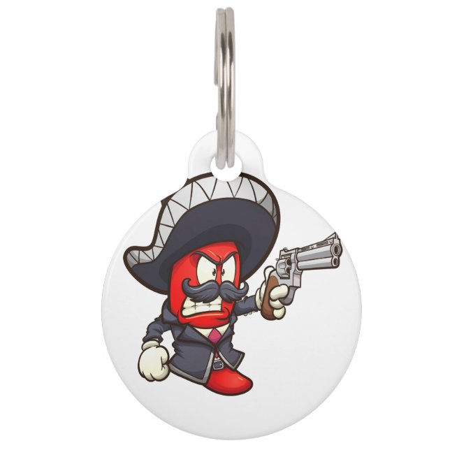 Médaillon Pour Animaux piment rouge avec tenue mariachi et revo (Devant)