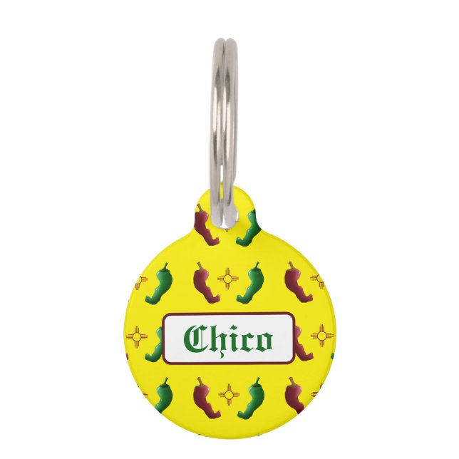 Médaillon Pour Animaux Piment rouge piment vert soleil zia (Devant)