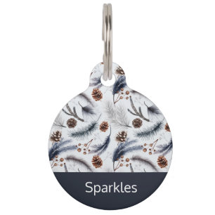 Médaillon Pour Animaux Pine Cones & Pine Needles Aquarelles Motif