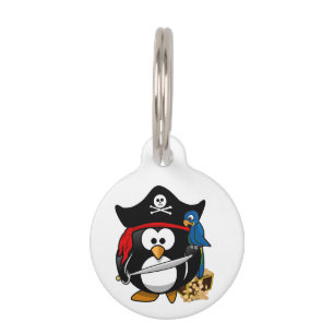 Médaillon Pour Animaux Pingouin de pirate mignon avec perroquet