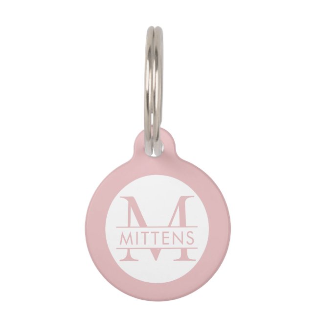 Médaillon Pour Animaux Pink Personnalisé Monogramme Nom Fille (Devant)