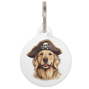 Médaillon Pour Animaux Pirate Golden Retriever Chien Crâne
