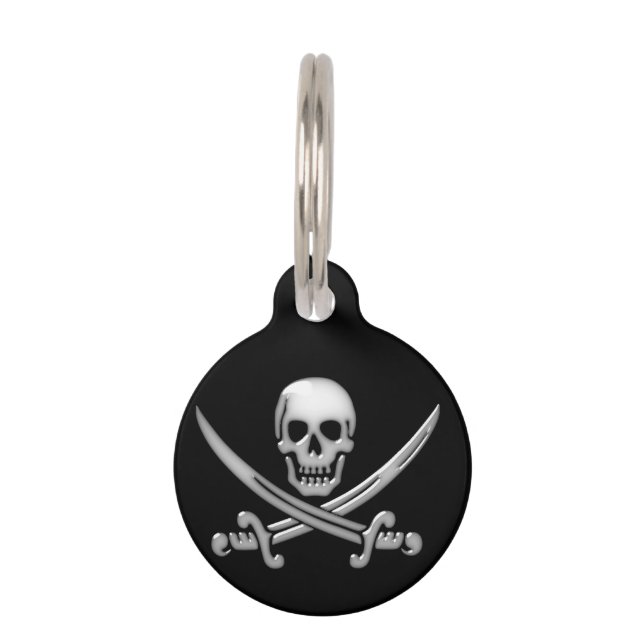 Médaillon Pour Animaux Pirate Skull & Squelettes D'Épée (Devant)