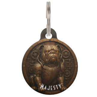 Médaillon Pour Animaux Placa Para Mascotas Steampunk Bulldog.