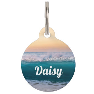 Médaillon Pour Animaux Plage océanique personnalisée ronde pour chien et 