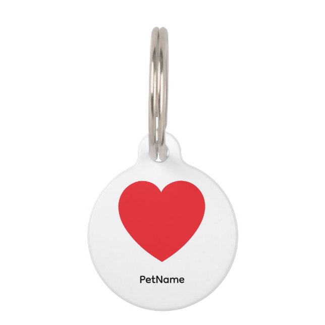 Médaillon Pour Animaux Plain Modern White Red Love Heart Graphic (Devant)