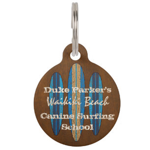 Médaillon Pour Animaux Planches de surf de Hawaïen de monogramme de