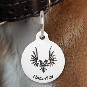 Médaillon Pour Animaux Plaque de nom personnalisé Aigle à deux Têtes