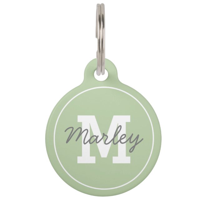 Médaillon Pour Animaux Plaque d'identité verte personnalisée pour animal  (Devant)