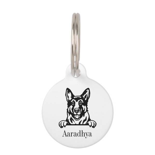 Médaillon Pour Animaux plaque personnalisée avec nom pour chien berger al (Devant)