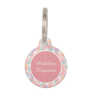 Médaillon Pour Animaux Plaque Personnalisée pour Chat Tons Pastel Rubans