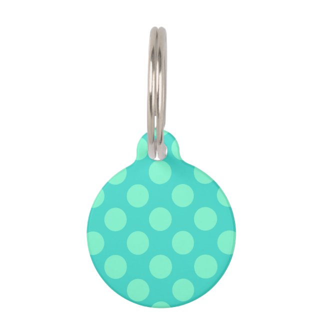 Médaillon Pour Animaux Points turquoise et aquamarine (Devant)