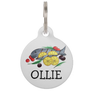 Médaillon Pour Animaux Poisson Grillé Grec Fruits de mer Méditerranéens