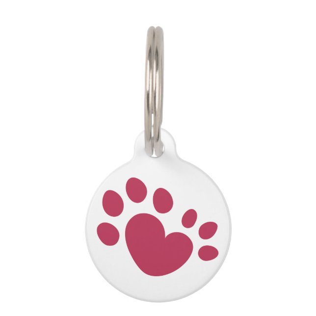 Médaillon Pour Animaux Polydactyl Chat Coeur Empreinte de patte (Devant)