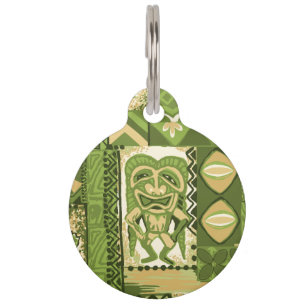 Médaillon Pour Animaux Pomaika’i Tiki Tapa Vintage Hawaïen