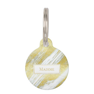 Médaillon Pour Animaux Porte en marbre doré abstrait or moderne
