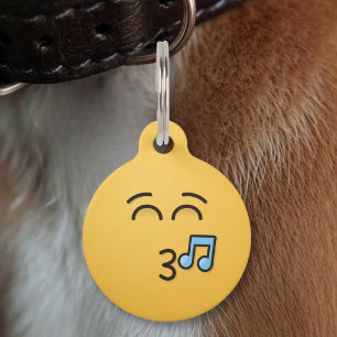 Médaillon Pour Animaux Porte-nom Visage qui Siffle avec des Yeux Sourires