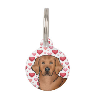 Médaillon Pour Animaux Portrait de chien Retriever Golden Rouge avec des