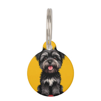 Médaillon Pour Animaux Portrait de chiot terrier noir et gris joueur