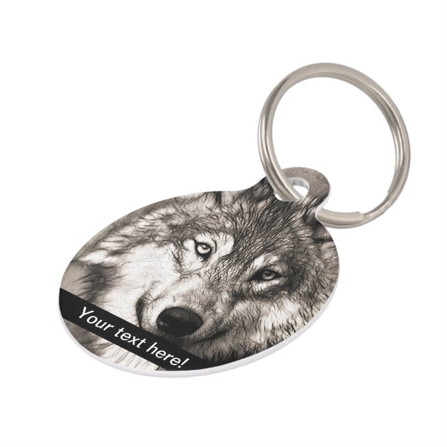 Médaillon Pour Animaux Portrait de loup (Côté )