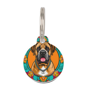Médaillon Pour Animaux Portrait majestueux de chien dans un mandala flora