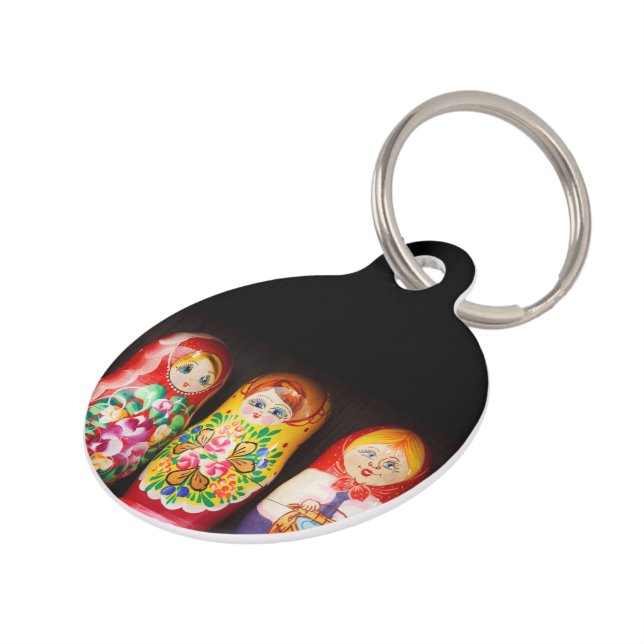 Médaillon Pour Animaux Poupées colorées de Matryoshka (Côté )