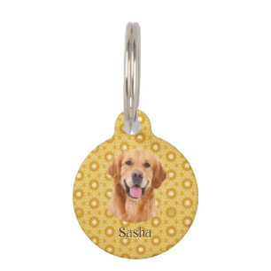 Médaillon Pour Animaux "Pour toujours élégant Retriever doré floral