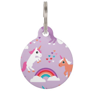 Médaillon Pour Animaux Pourpre mignon d'arc-en-ciel de licorne