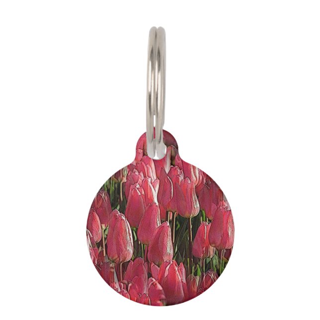 Médaillon Pour Animaux Pretty Pink Tulips (Devant)