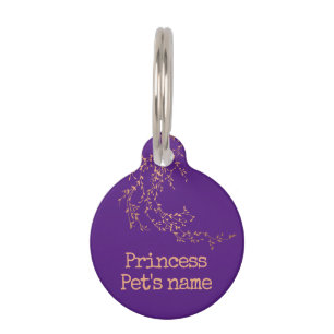 Médaillon Pour Animaux Princesse Chic Violet Fleurs Élégantes Féminines