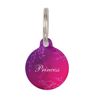 Médaillon Pour Animaux Princesse nom rose glitz