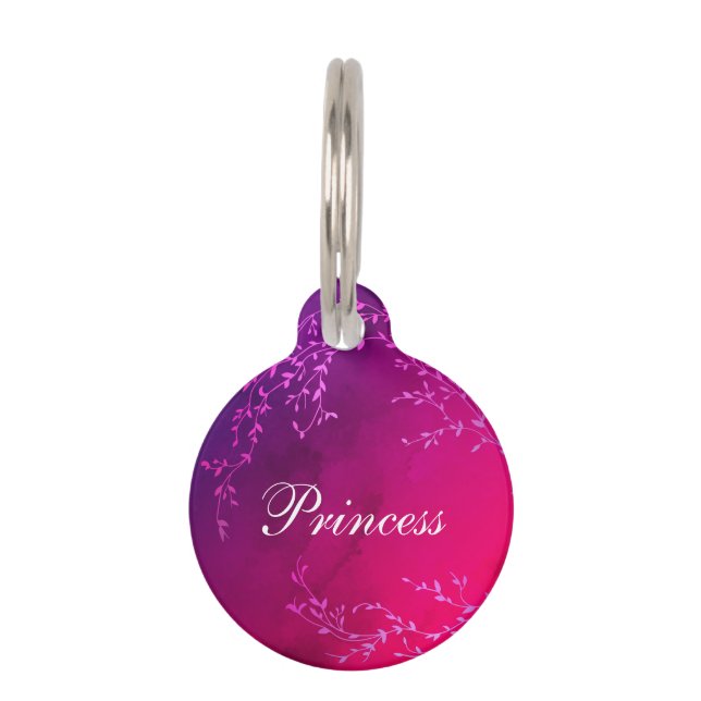 Médaillon Pour Animaux Princesse nom rose glitz (Devant)