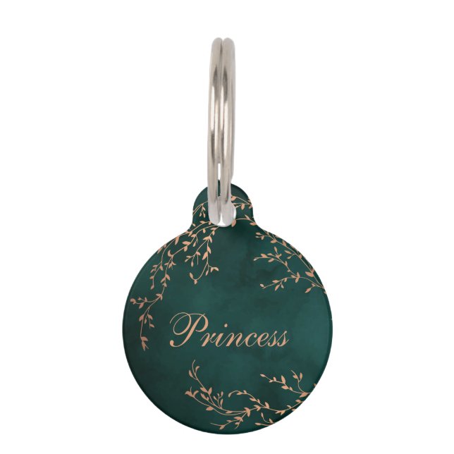 Médaillon Pour Animaux Princesse Sage Vert Élégant (Devant)