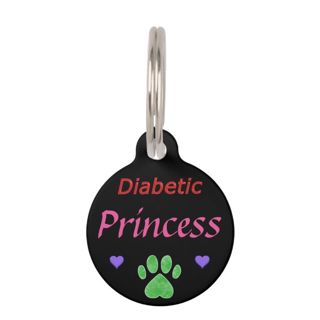 Médaillon Pour Animaux Princesse vigilante diabétique Custom (Devant)